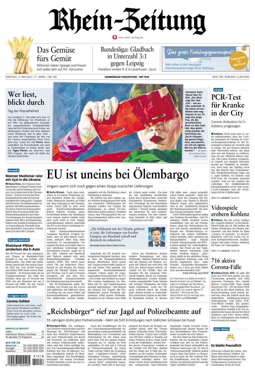 Rhein-Zeitung Koblenz & Region vom Dienstag, 03.05.2022