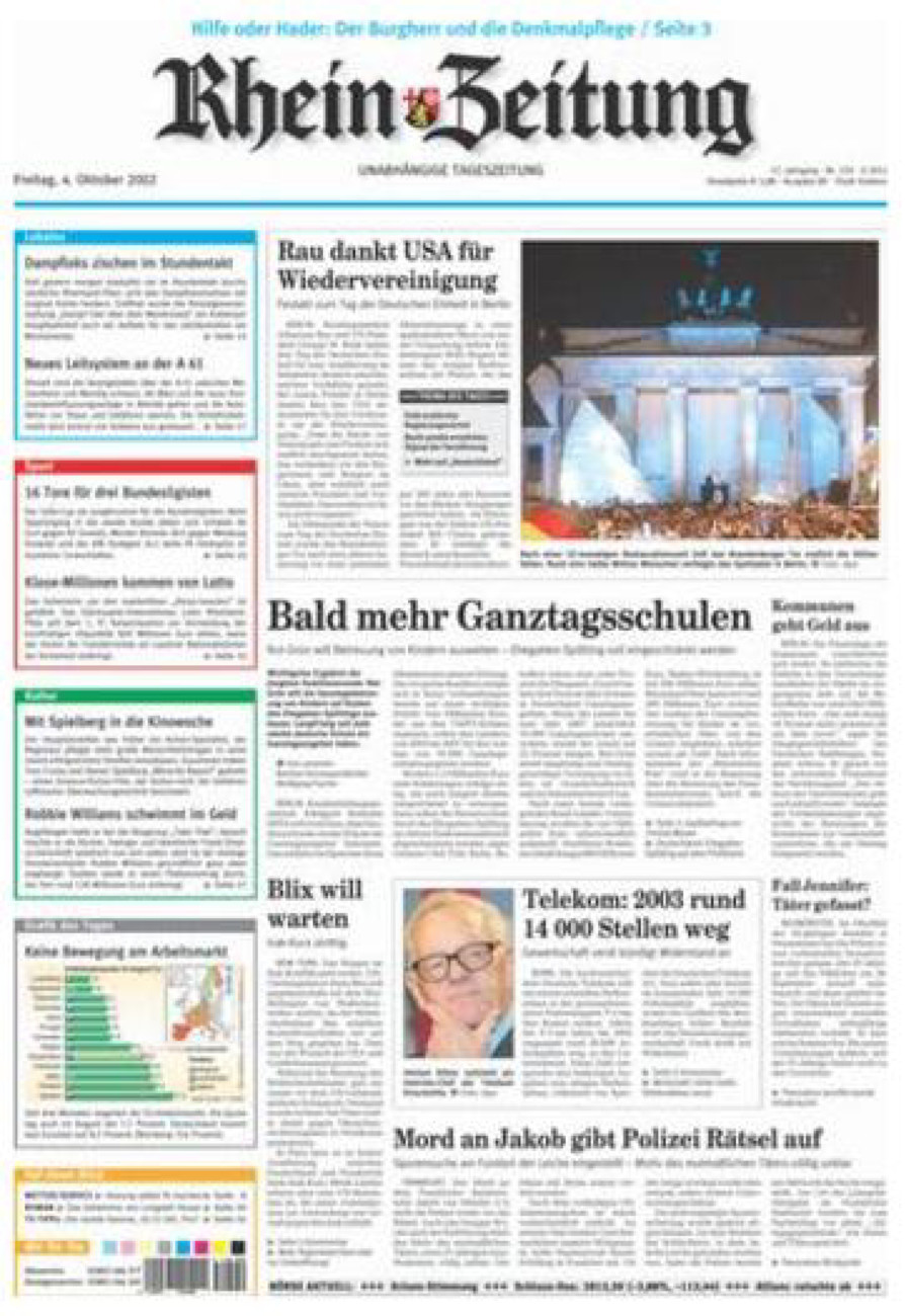 Rhein-Zeitung Koblenz & Region vom Freitag, 04.10.2002
