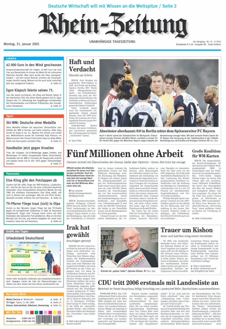 Rhein-Zeitung Koblenz & Region vom Montag, 31.01.2005