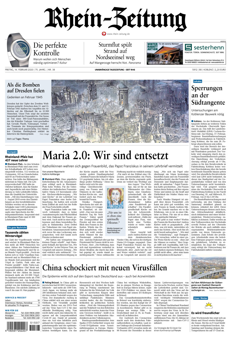 Rhein-Zeitung Koblenz & Region vom Freitag, 14.02.2020