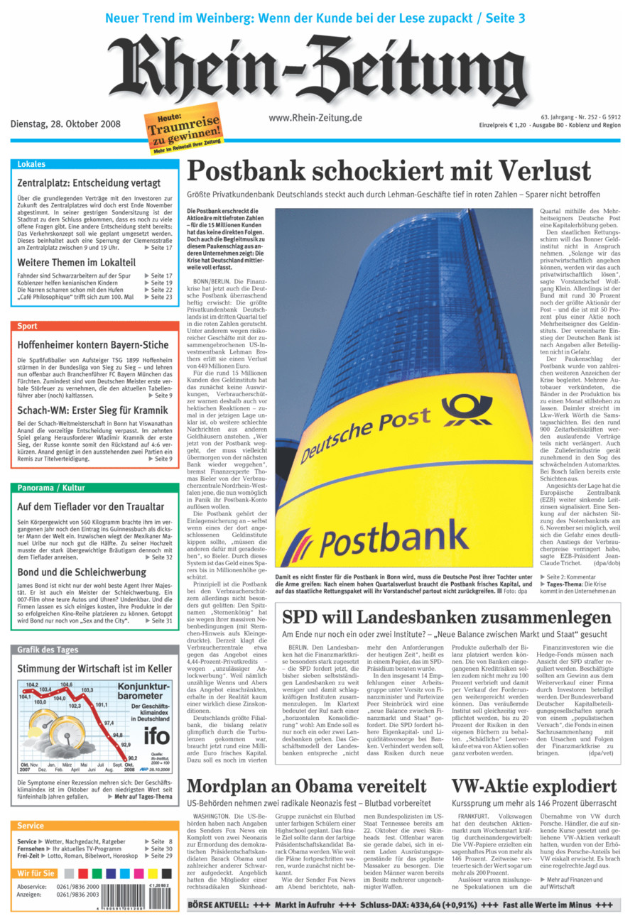 Rhein-Zeitung Koblenz & Region vom Dienstag, 28.10.2008