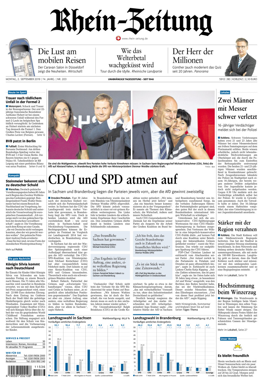 Rhein-Zeitung Koblenz & Region vom Montag, 02.09.2019