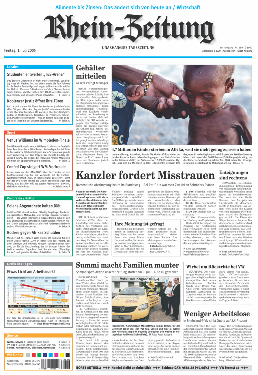 Rhein-Zeitung Koblenz & Region vom Freitag, 01.07.2005