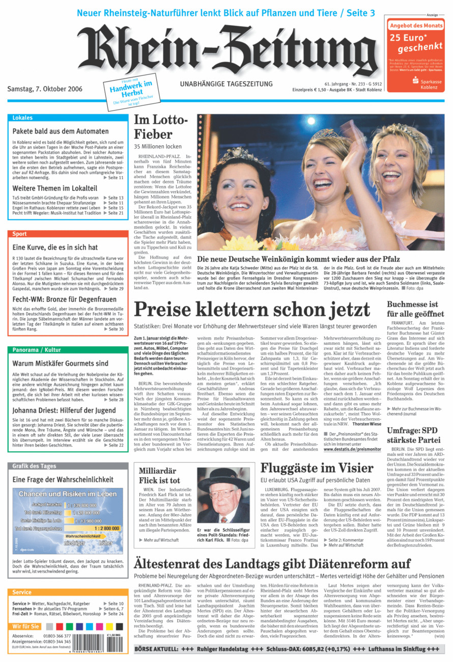 Rhein-Zeitung Koblenz & Region vom Samstag, 07.10.2006