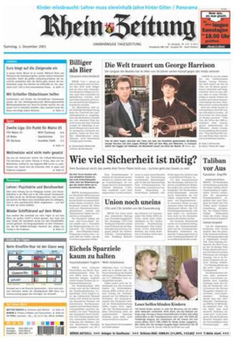 Rhein-Zeitung Koblenz & Region vom Samstag, 01.12.2001
