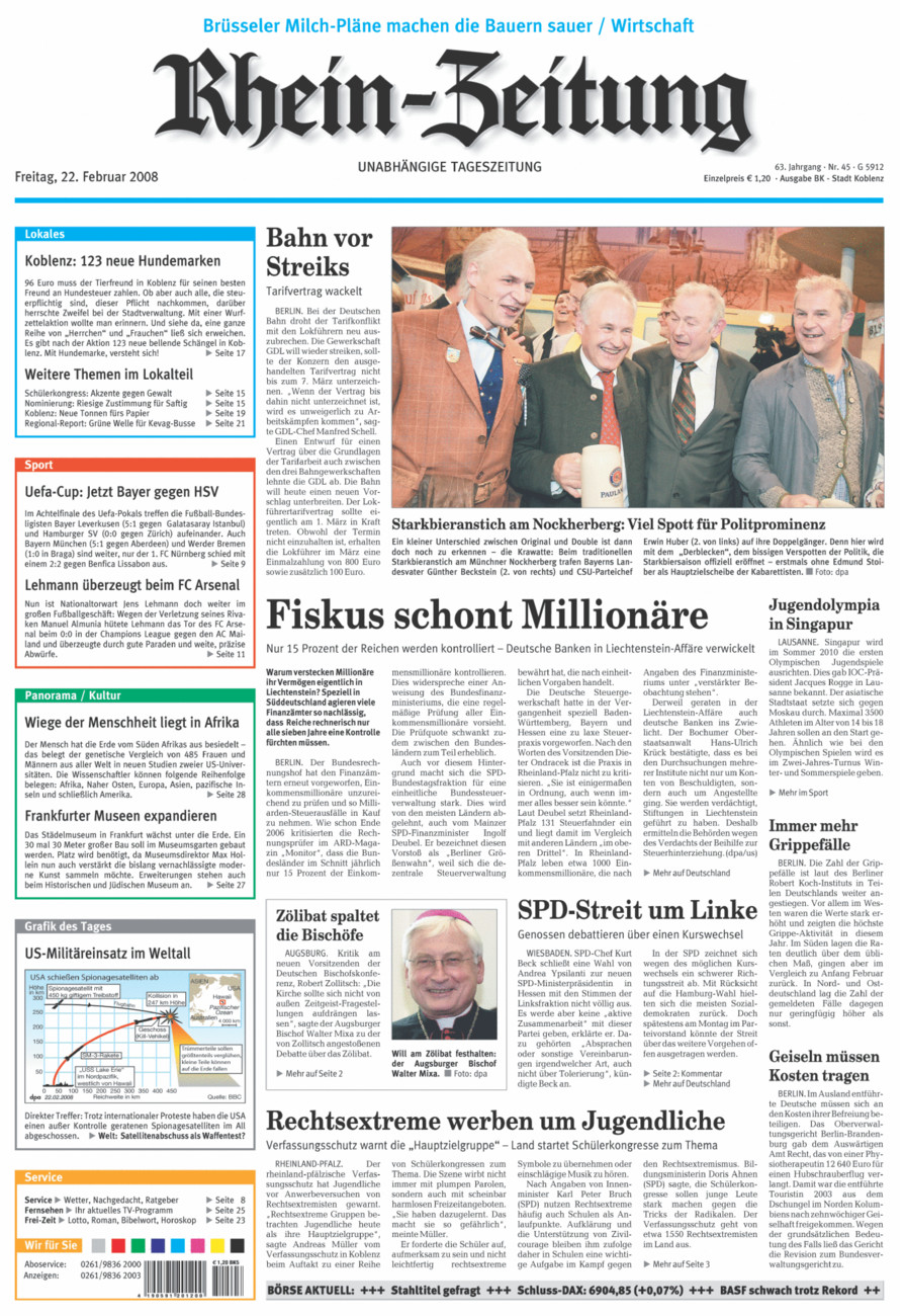 Rhein-Zeitung Koblenz & Region vom Freitag, 22.02.2008