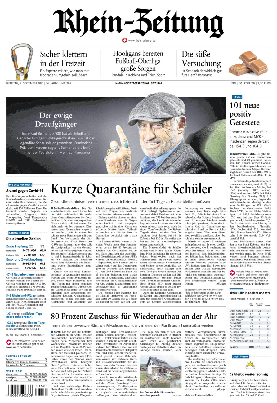 Rhein-Zeitung Koblenz & Region vom Dienstag, 07.09.2021