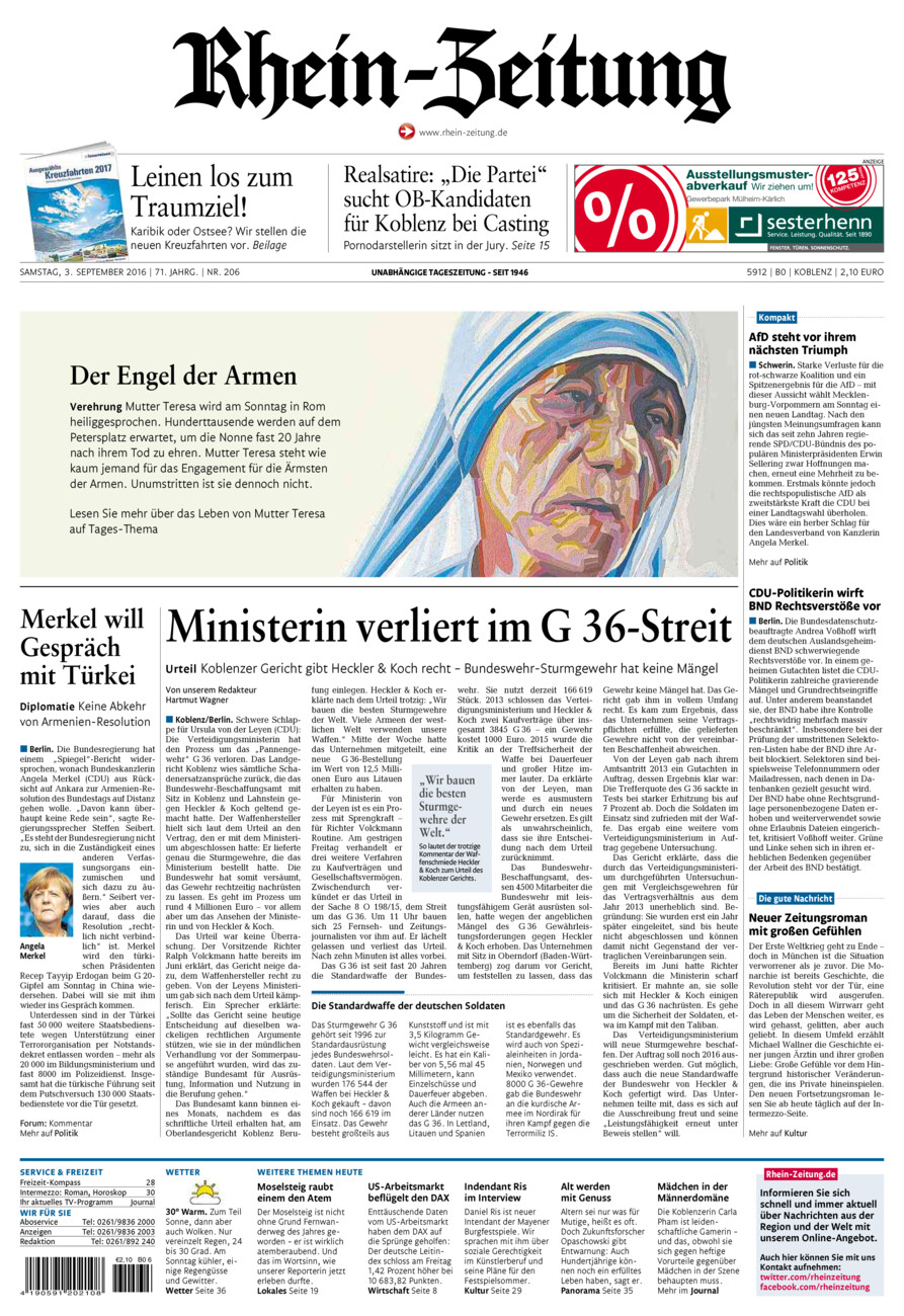 Rhein-Zeitung Koblenz & Region vom Samstag, 03.09.2016