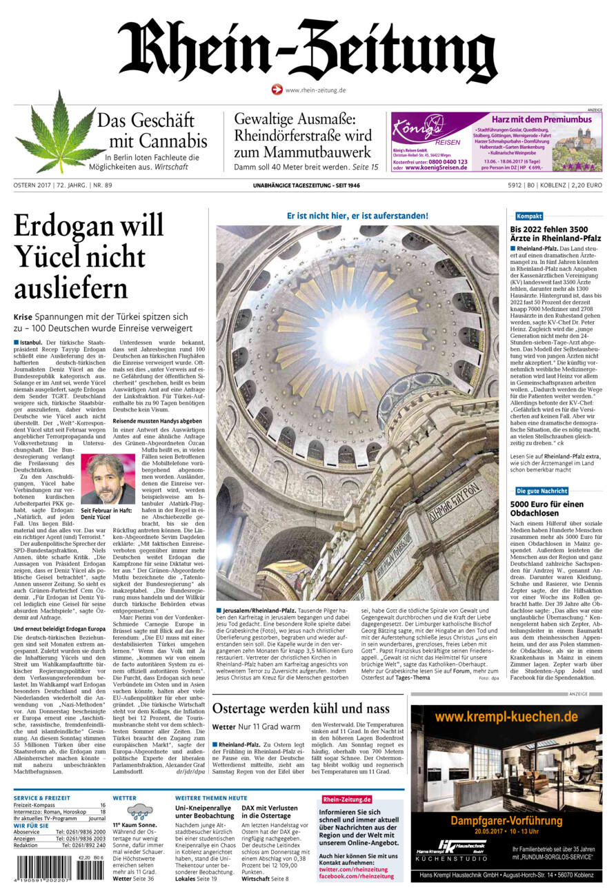 Rhein-Zeitung Koblenz & Region vom Samstag, 15.04.2017