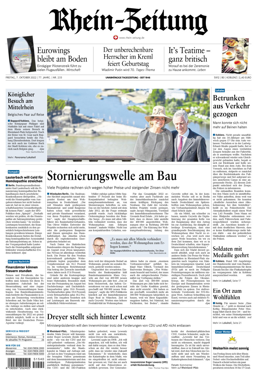 Rhein-Zeitung Koblenz & Region vom Freitag, 07.10.2022