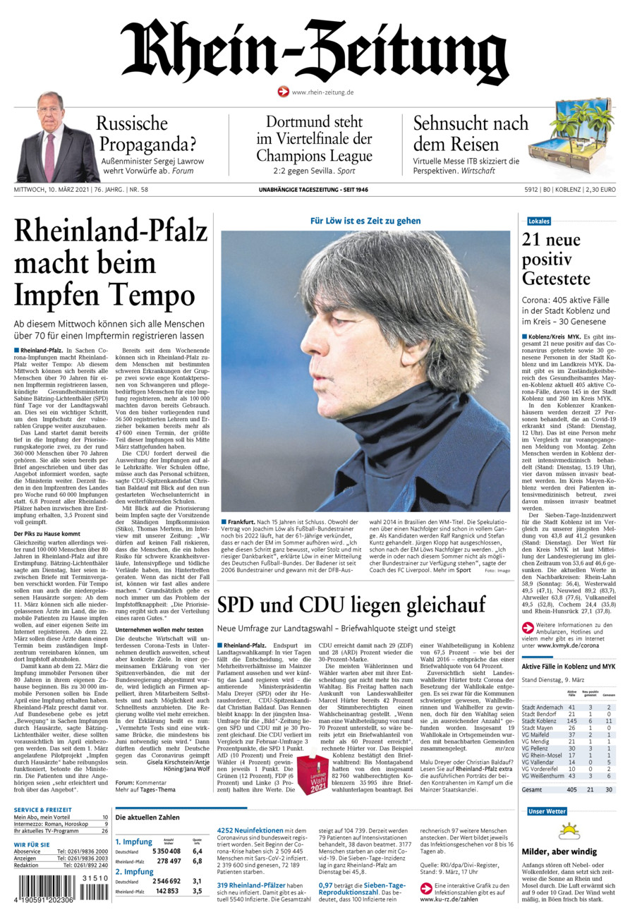 Rhein-Zeitung Koblenz & Region vom Mittwoch, 10.03.2021