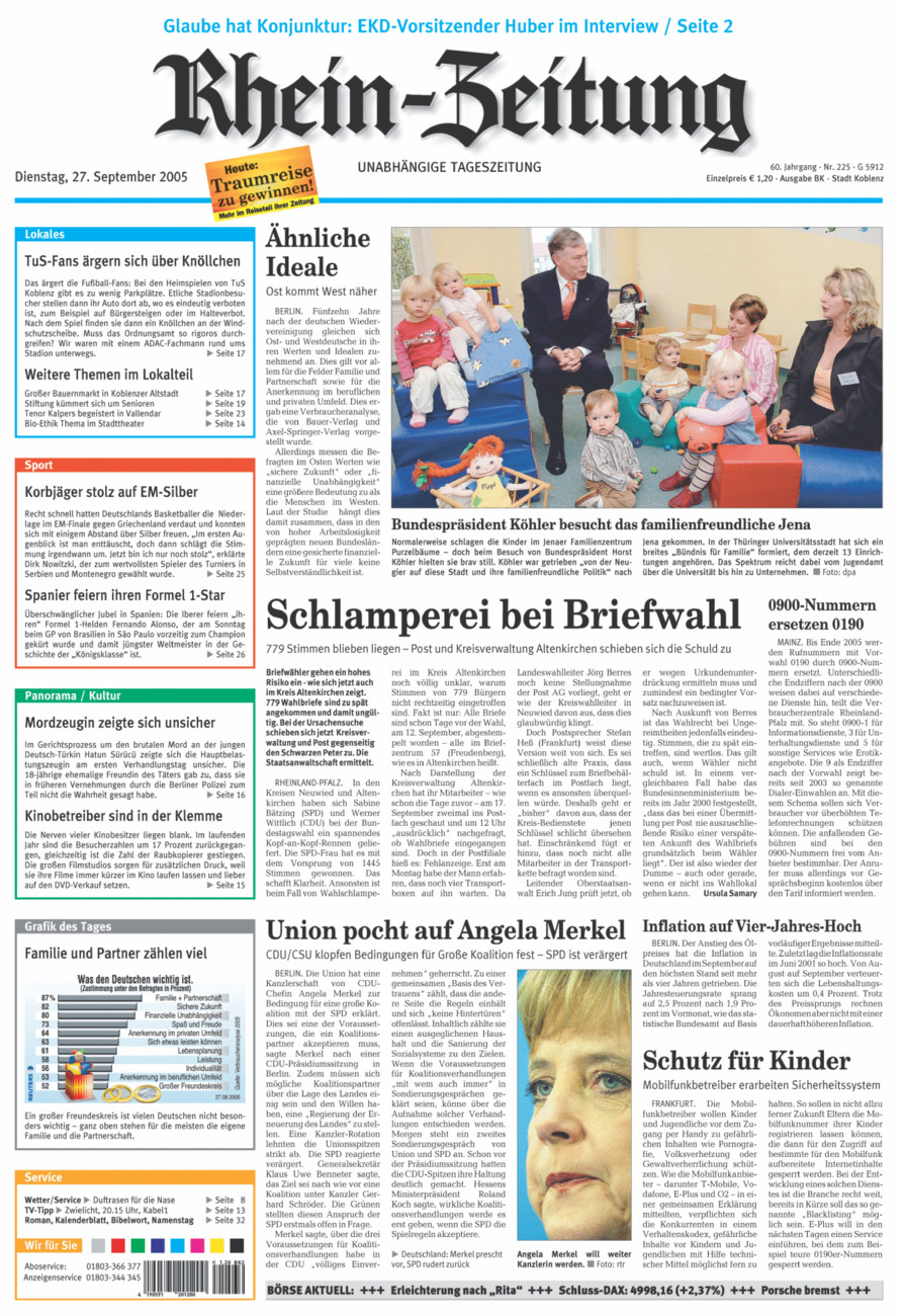 Rhein-Zeitung Koblenz & Region vom Dienstag, 27.09.2005