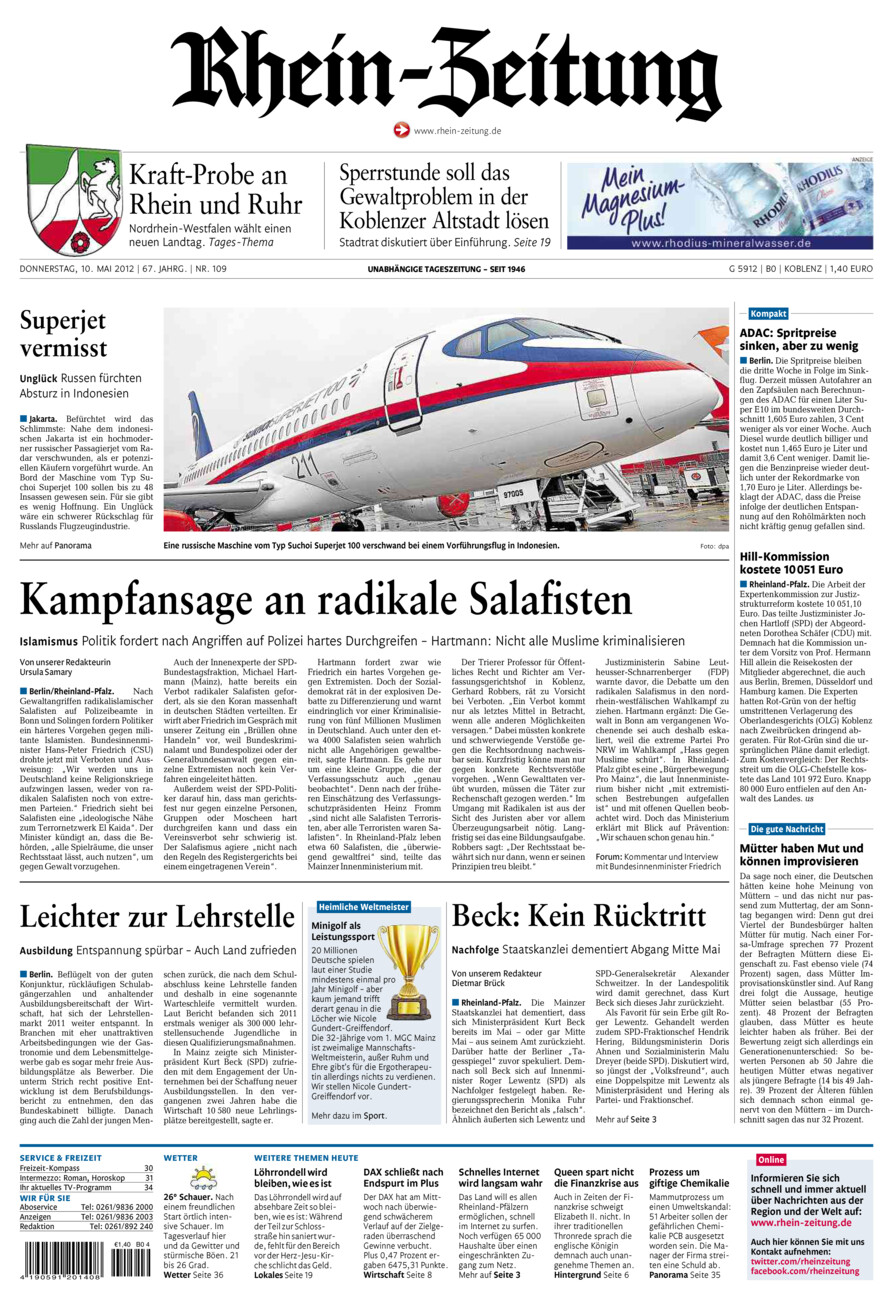 Rhein-Zeitung Koblenz & Region vom Donnerstag, 10.05.2012