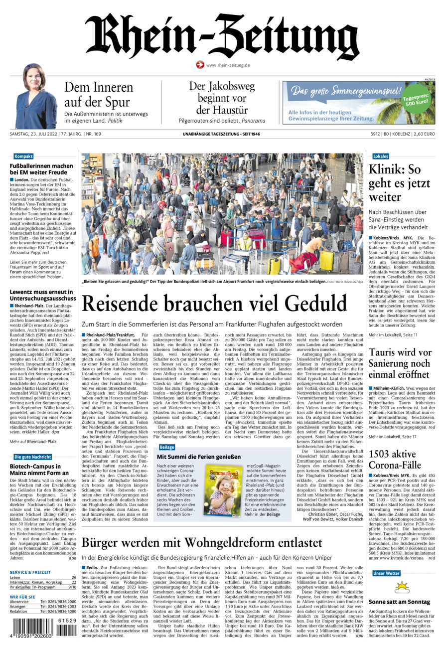 Rhein-Zeitung Koblenz & Region vom Samstag, 23.07.2022