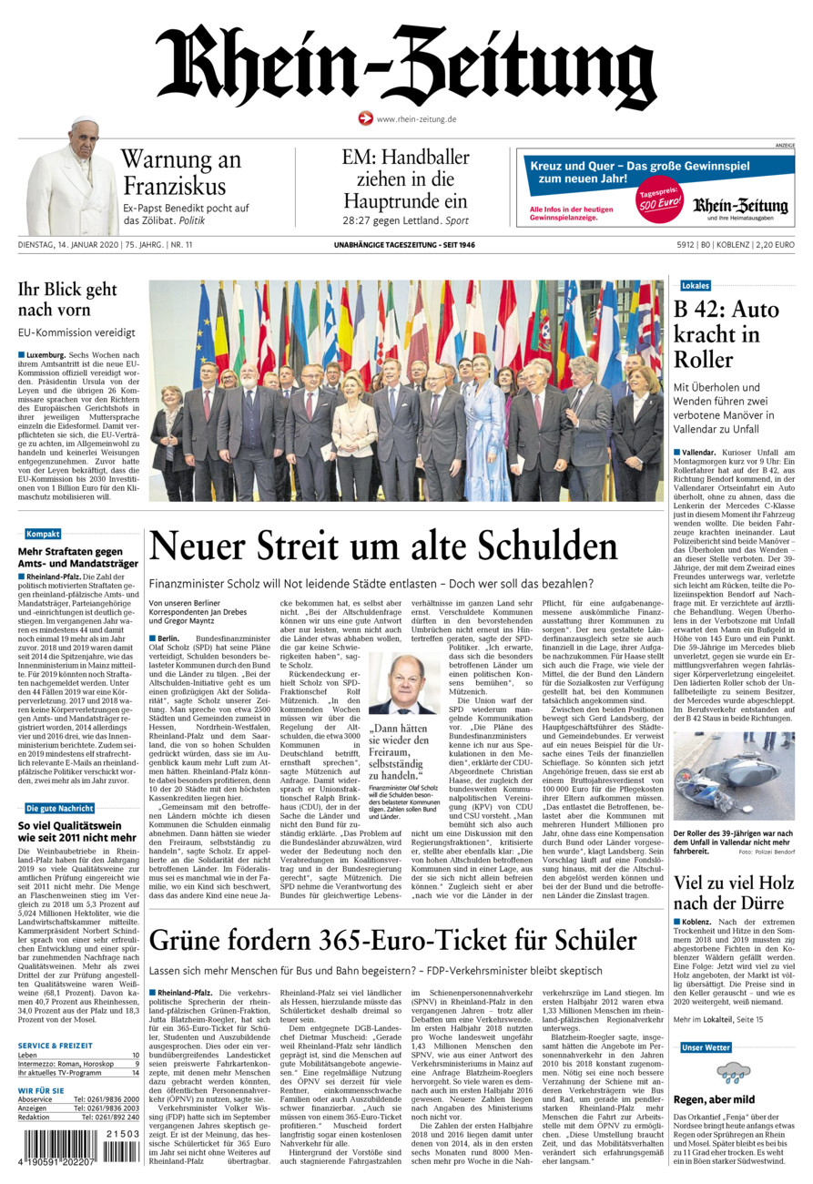 Rhein-Zeitung Koblenz & Region vom Dienstag, 14.01.2020