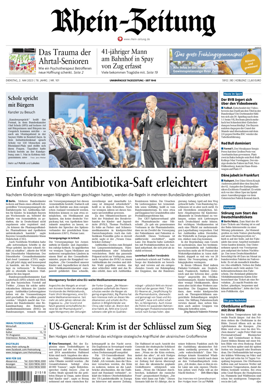 Rhein-Zeitung Koblenz & Region vom Dienstag, 02.05.2023