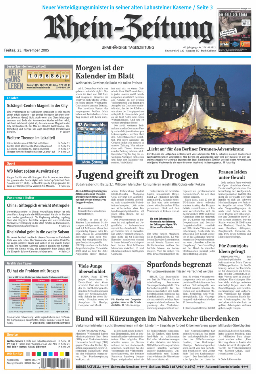 Rhein-Zeitung Koblenz & Region vom Freitag, 25.11.2005