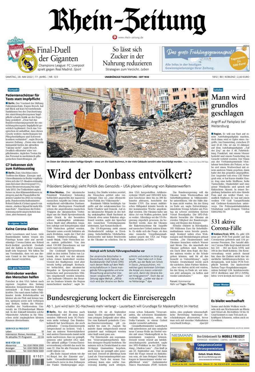 Rhein-Zeitung Koblenz & Region vom Samstag, 28.05.2022
