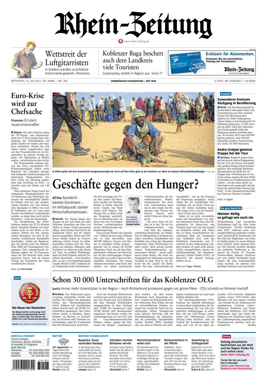 Rhein-Zeitung Koblenz & Region vom Mittwoch, 13.07.2011