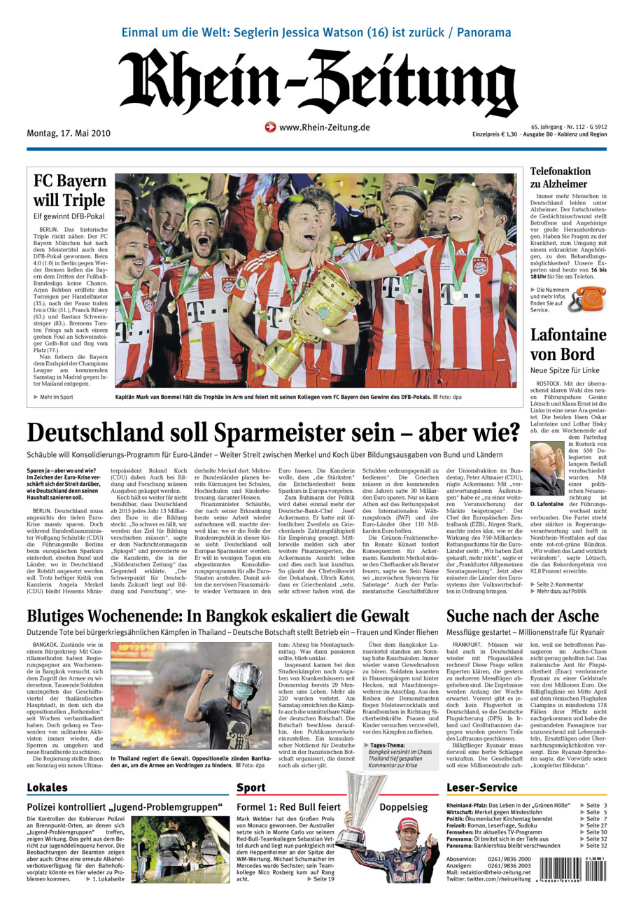 Rhein-Zeitung Koblenz & Region vom Montag, 17.05.2010