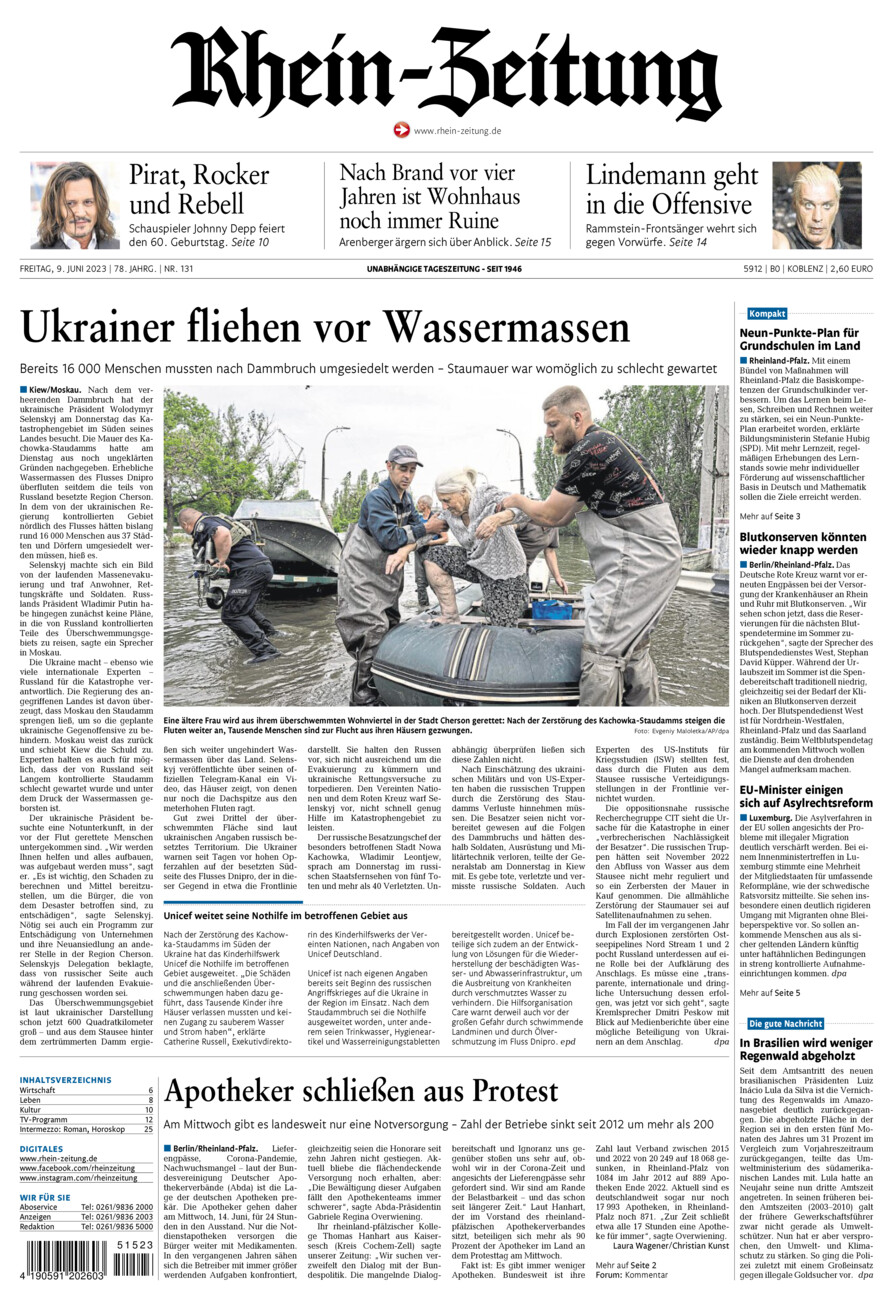 Rhein-Zeitung Koblenz & Region vom Freitag, 09.06.2023