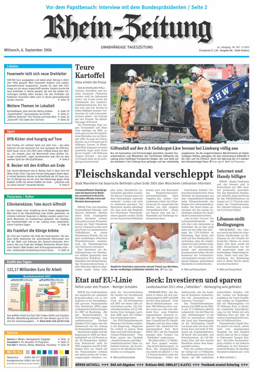 Rhein-Zeitung Koblenz & Region vom Mittwoch, 06.09.2006