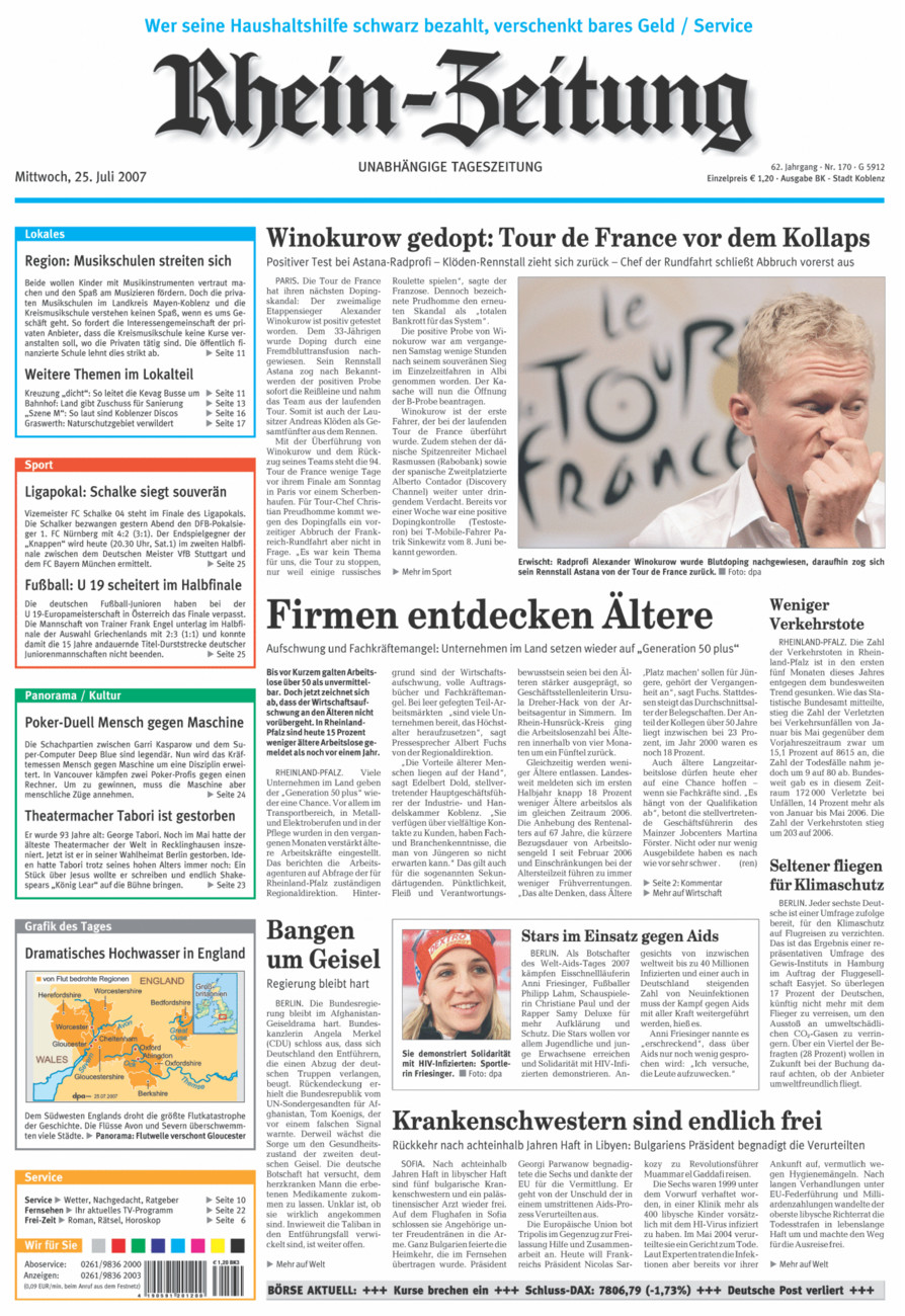 Rhein-Zeitung Koblenz & Region vom Mittwoch, 25.07.2007