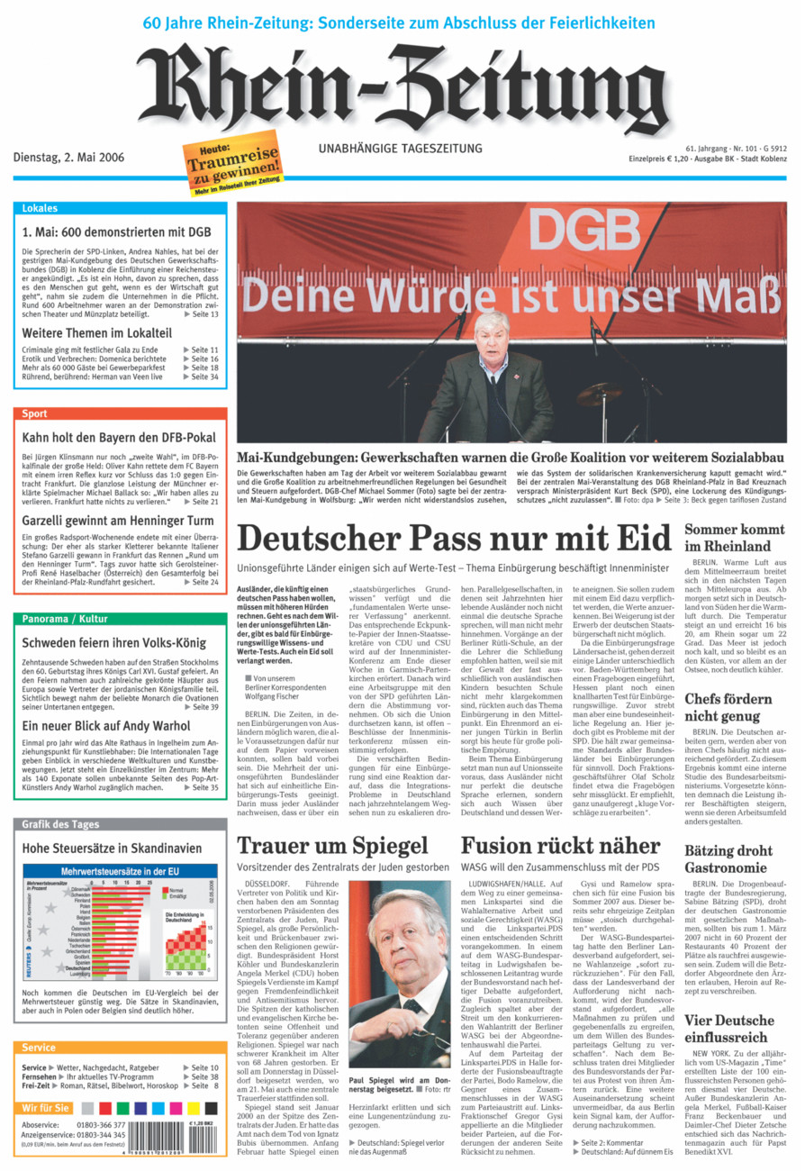 Rhein-Zeitung Koblenz & Region vom Dienstag, 02.05.2006