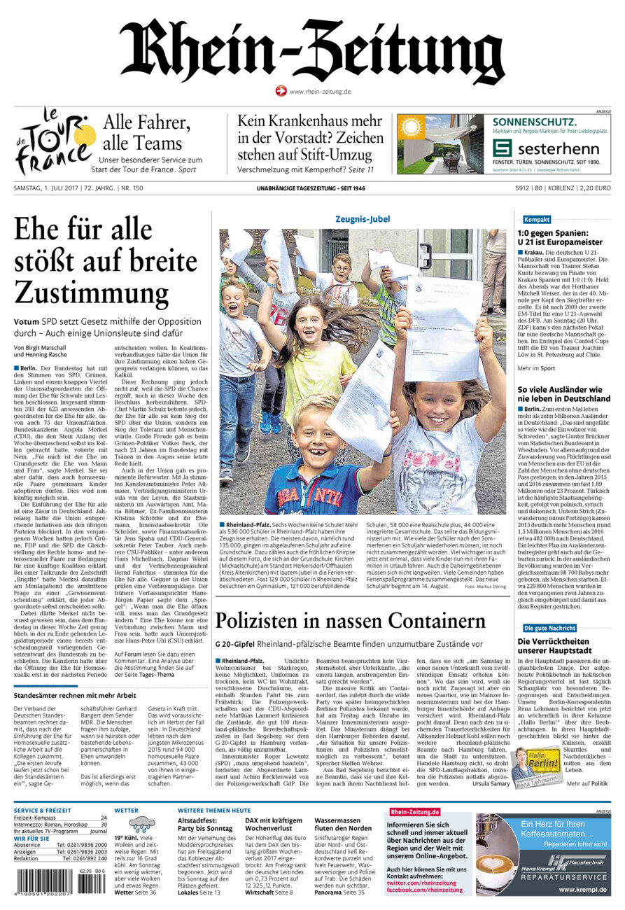 Rhein-Zeitung Koblenz & Region vom Samstag, 01.07.2017