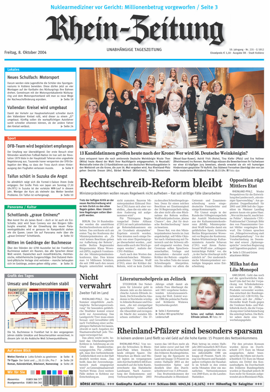Rhein-Zeitung Koblenz & Region vom Freitag, 08.10.2004