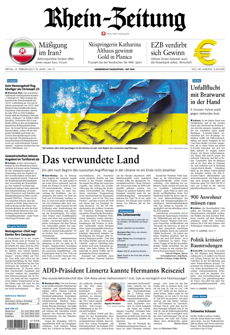 Rhein-Zeitung Koblenz & Region vom Freitag, 24.02.2023