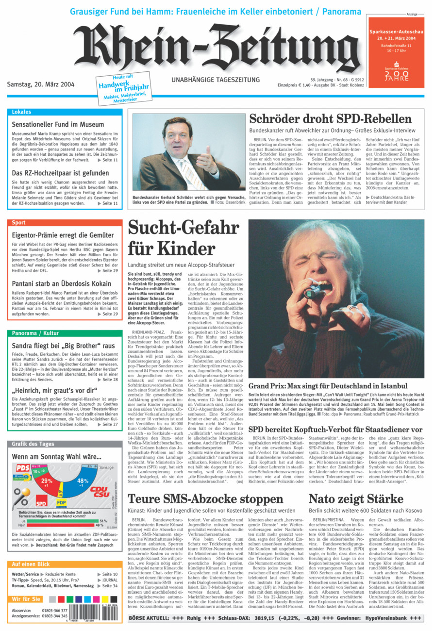 Rhein-Zeitung Koblenz & Region vom Samstag, 20.03.2004