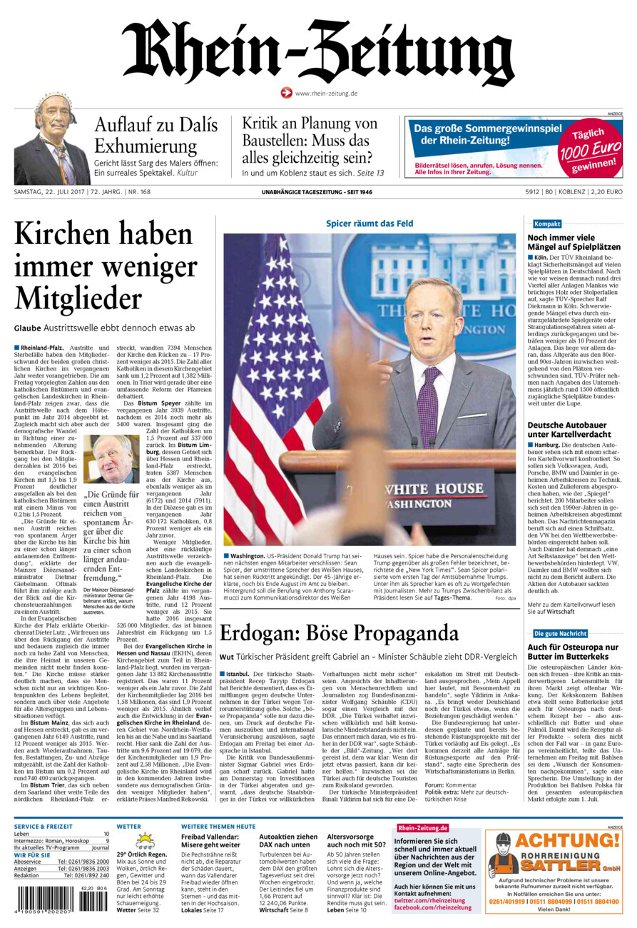 Rhein-Zeitung Koblenz & Region vom Samstag, 22.07.2017