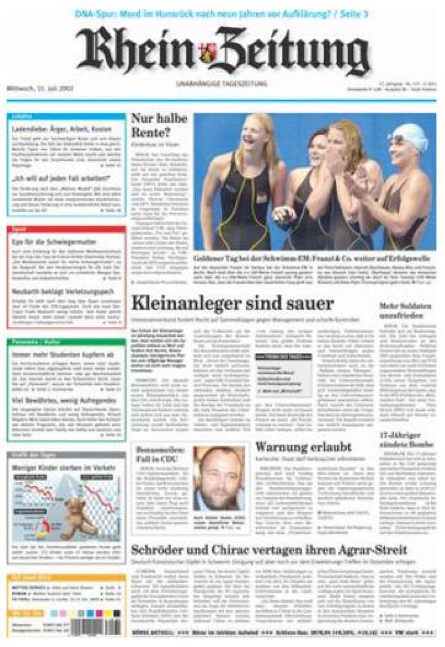 Rhein-Zeitung Koblenz & Region vom Mittwoch, 31.07.2002