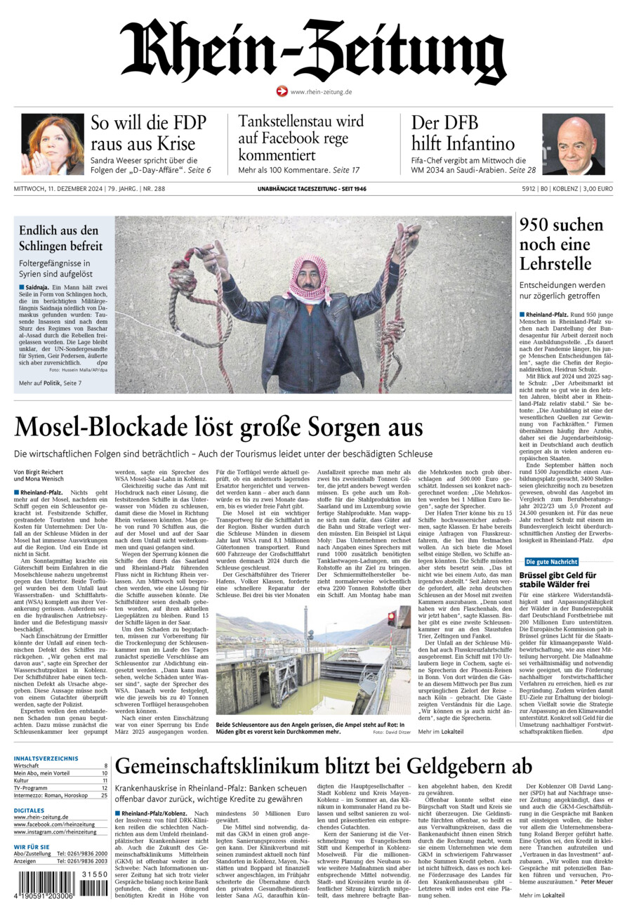 Rhein-Zeitung Koblenz & Region vom Mittwoch, 11.12.2024