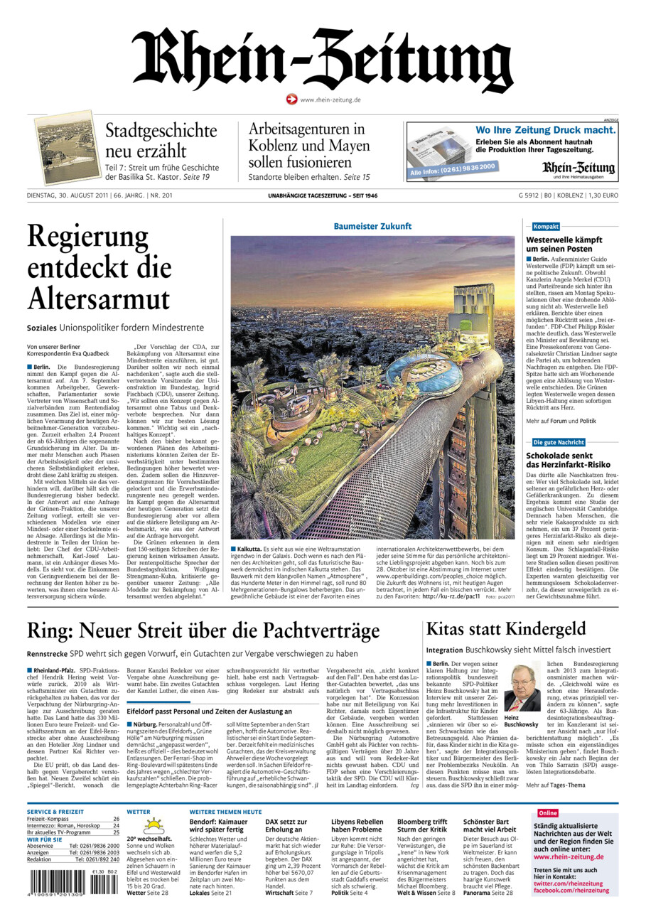 Rhein-Zeitung Koblenz & Region vom Dienstag, 30.08.2011