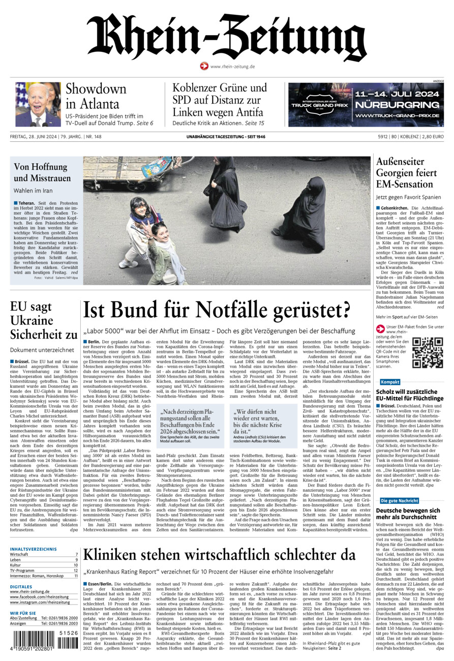 Rhein-Zeitung Koblenz & Region vom Freitag, 28.06.2024
