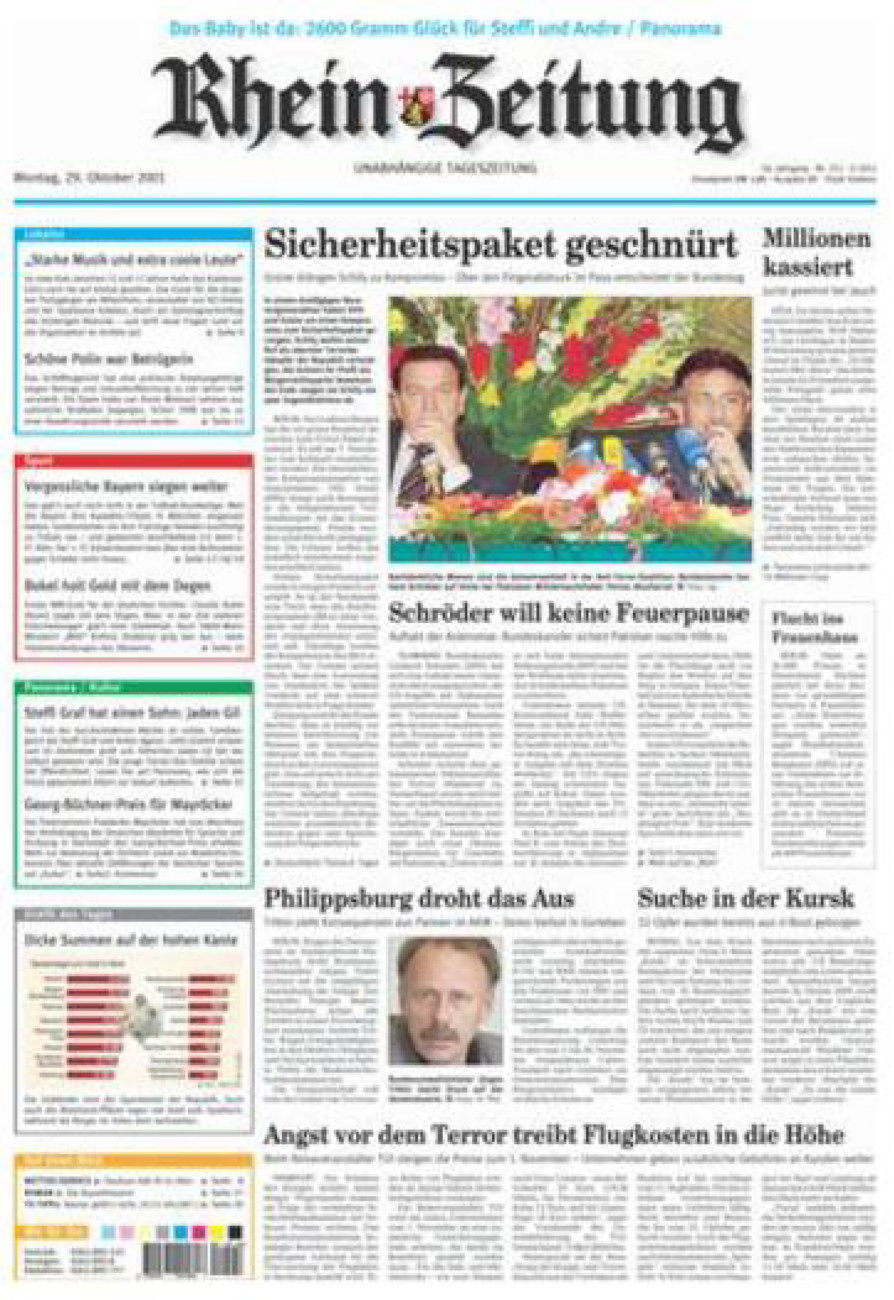 Rhein-Zeitung Koblenz & Region vom Montag, 29.10.2001