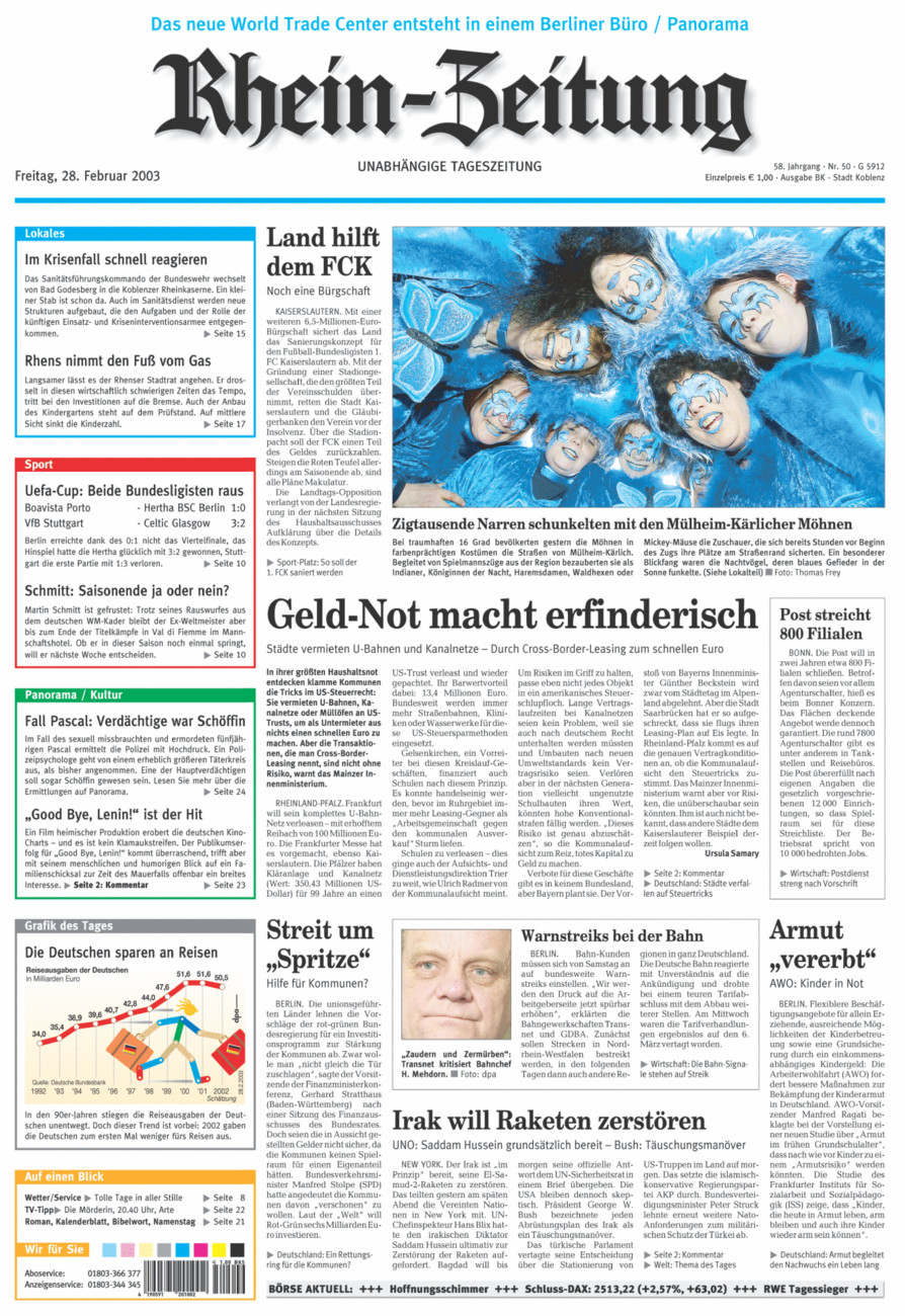 Rhein-Zeitung Koblenz & Region vom Freitag, 28.02.2003