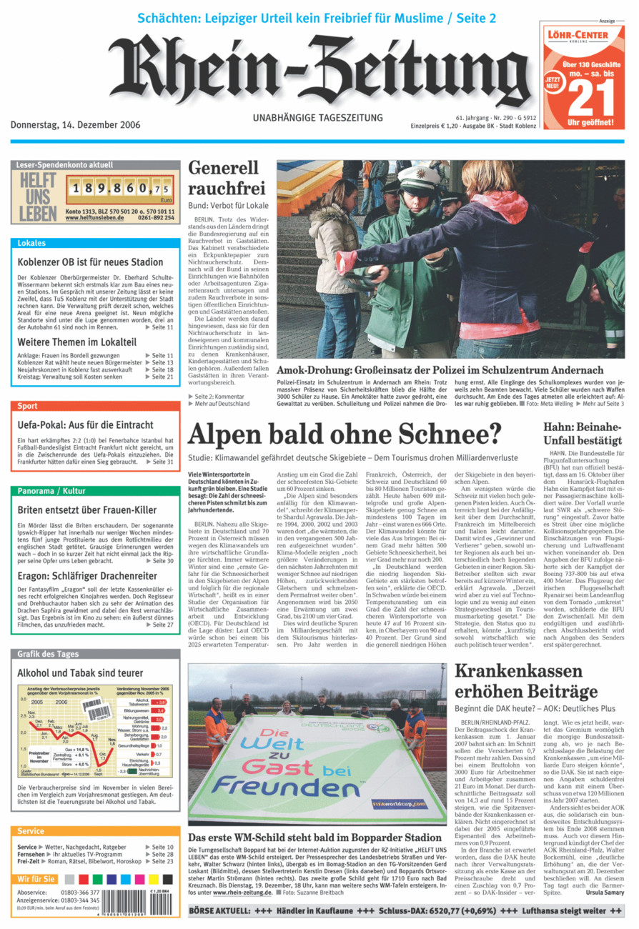 Rhein-Zeitung Koblenz & Region vom Donnerstag, 14.12.2006
