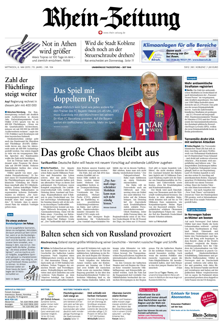 Rhein-Zeitung Koblenz & Region vom Mittwoch, 06.05.2015
