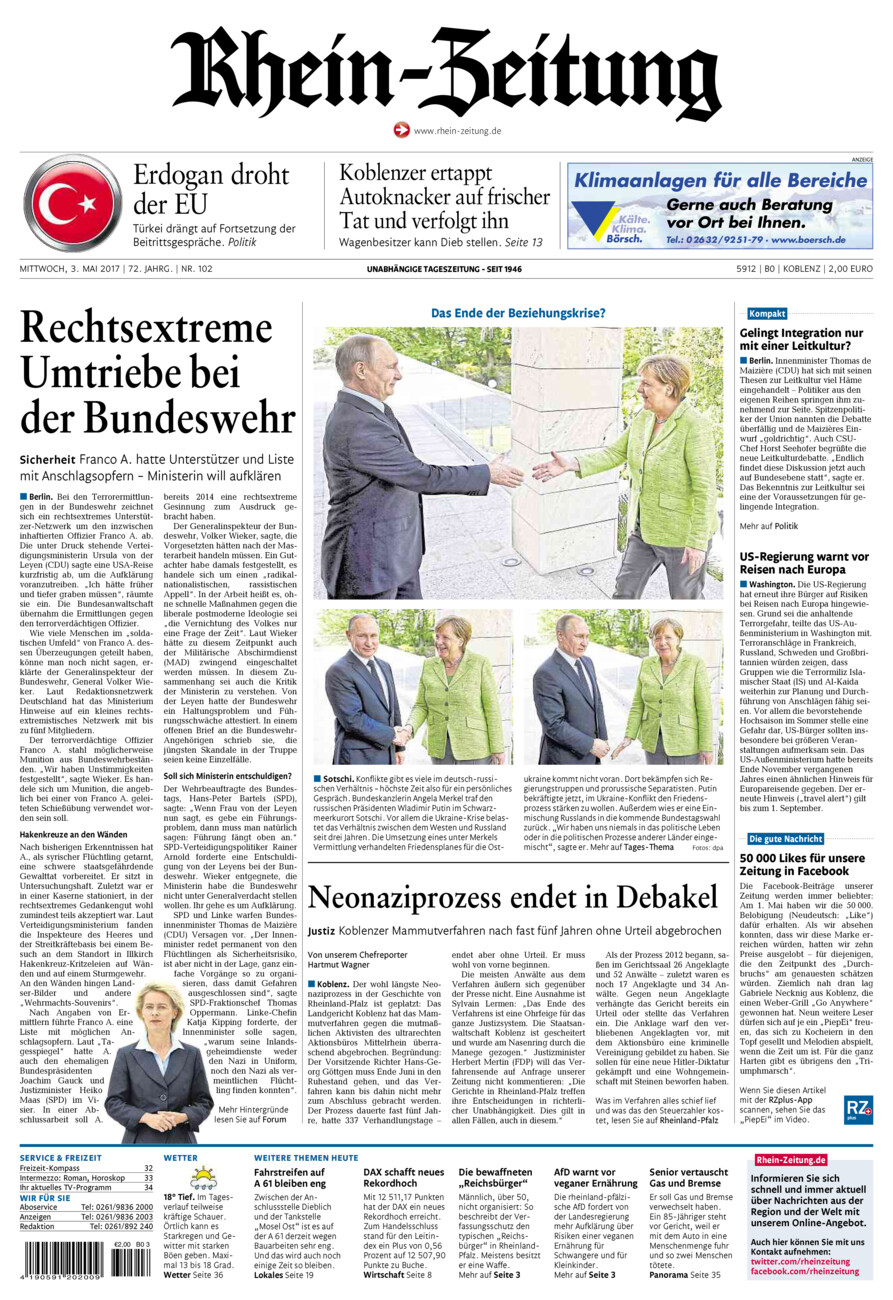 Rhein-Zeitung Koblenz & Region vom Mittwoch, 03.05.2017