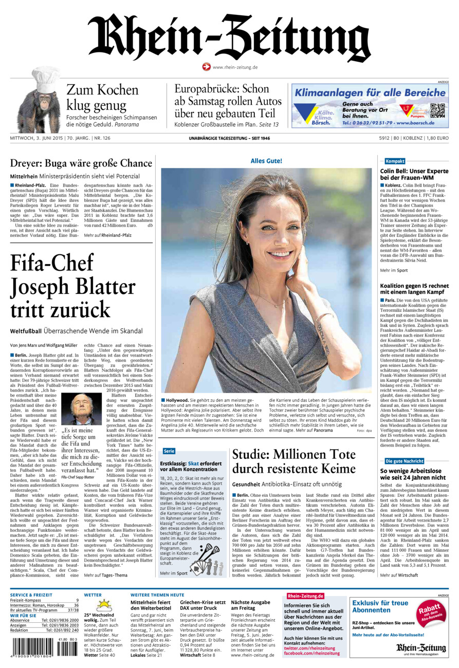 Rhein-Zeitung Koblenz & Region vom Mittwoch, 03.06.2015