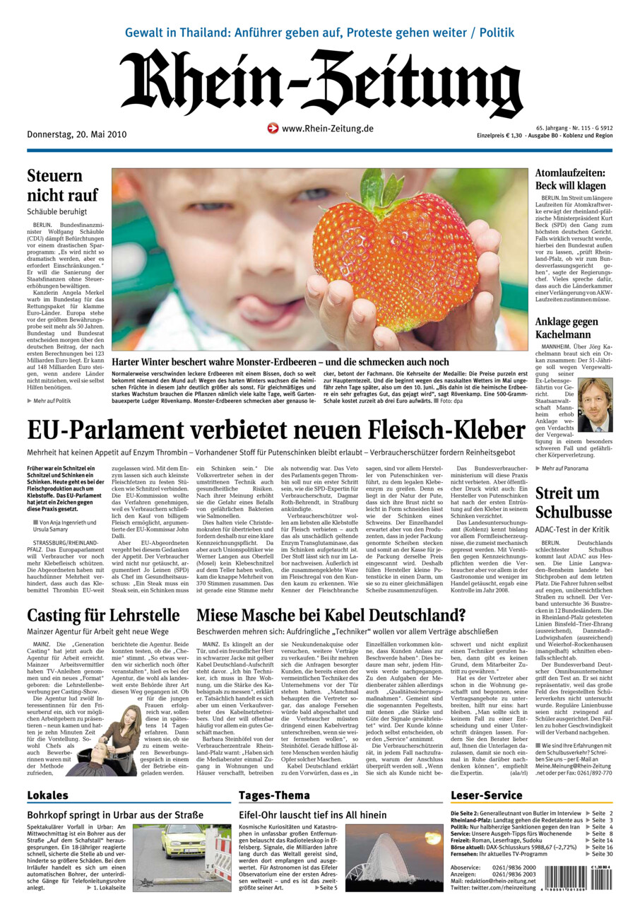 Rhein-Zeitung Koblenz & Region vom Donnerstag, 20.05.2010