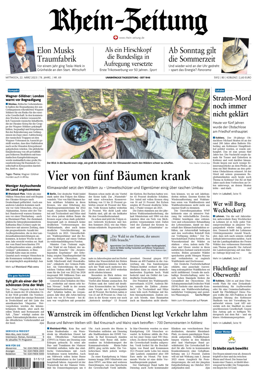 Rhein-Zeitung Koblenz & Region vom Mittwoch, 22.03.2023