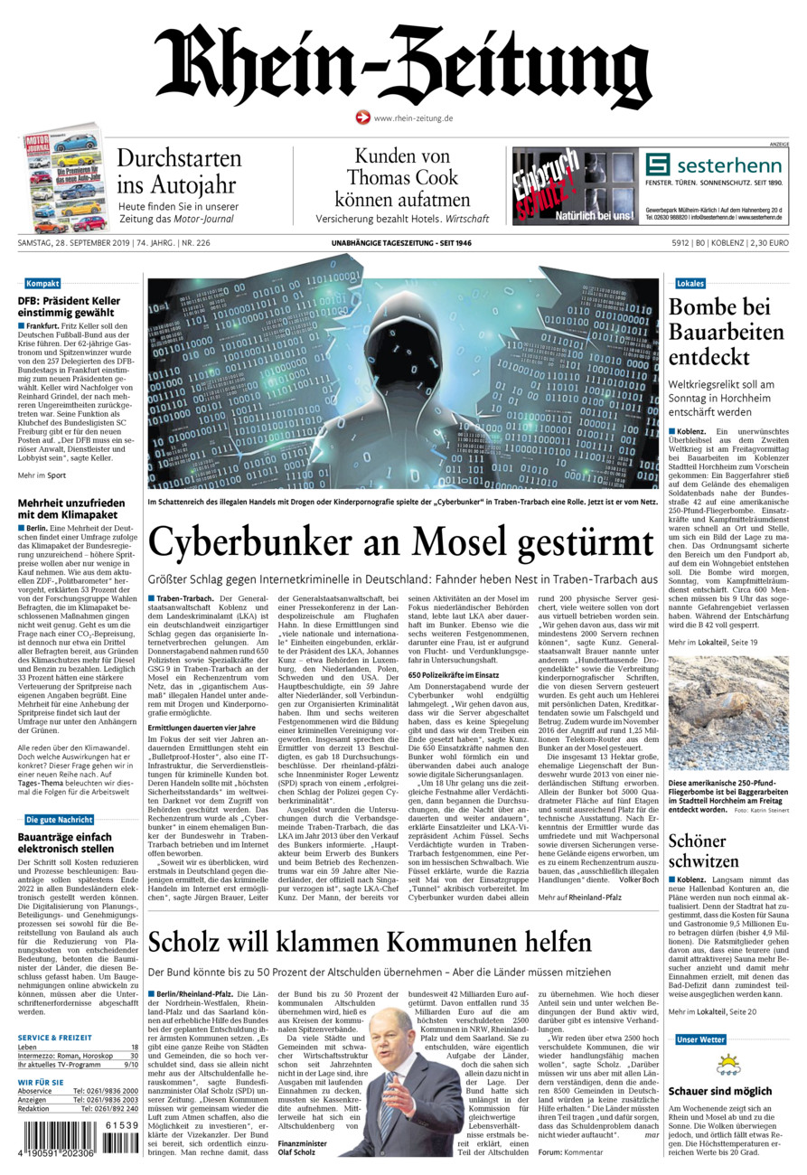 Rhein-Zeitung Koblenz & Region vom Samstag, 28.09.2019