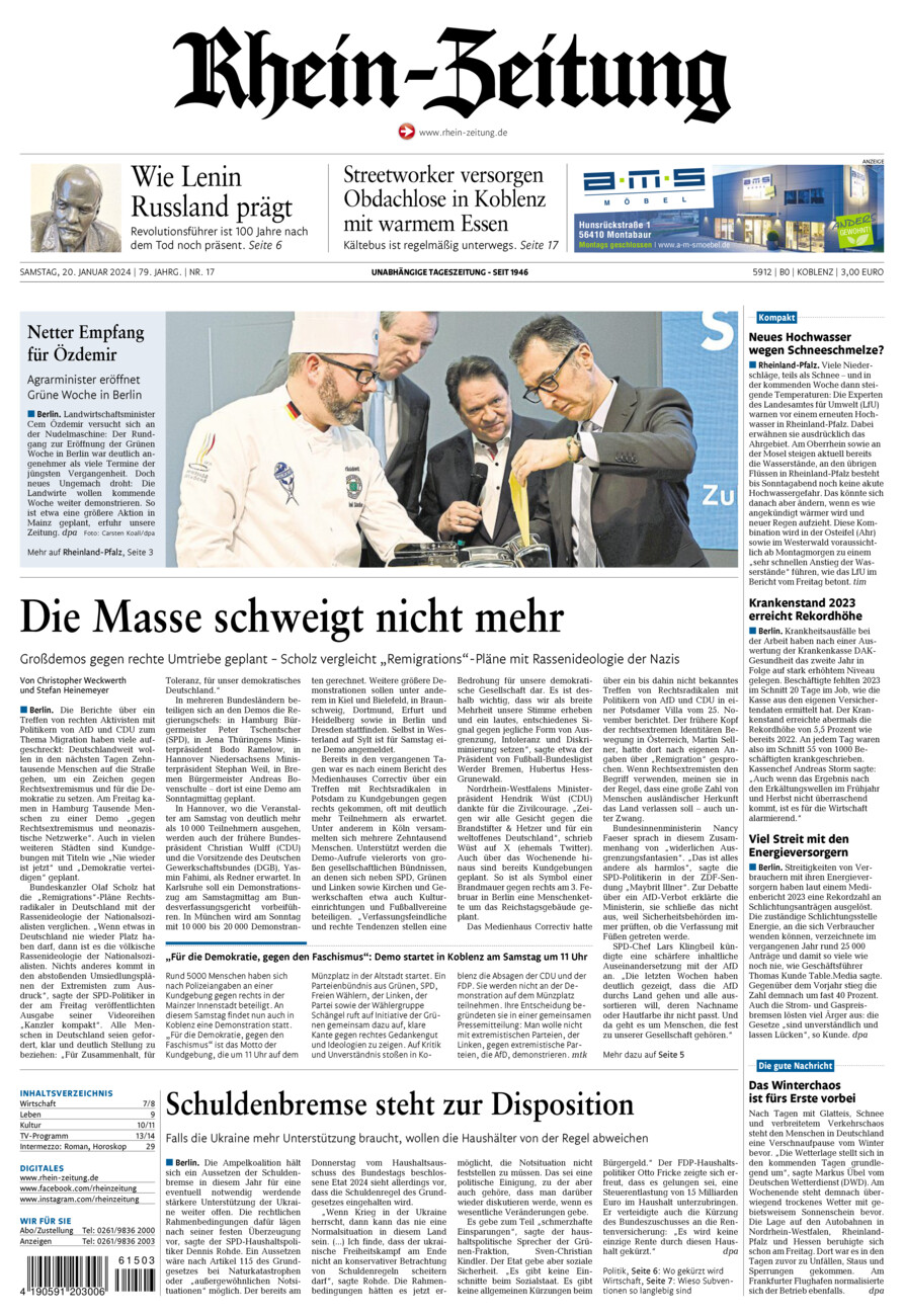 Rhein-Zeitung Koblenz & Region vom Samstag, 20.01.2024