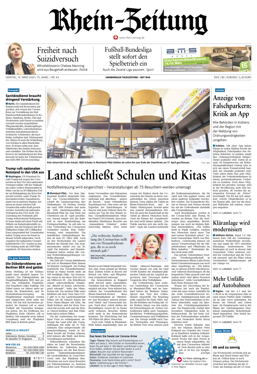 Rhein-Zeitung Koblenz & Region vom Samstag, 14.03.2020