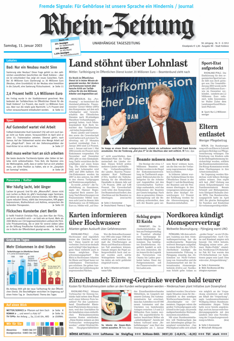 Rhein-Zeitung Koblenz & Region vom Samstag, 11.01.2003