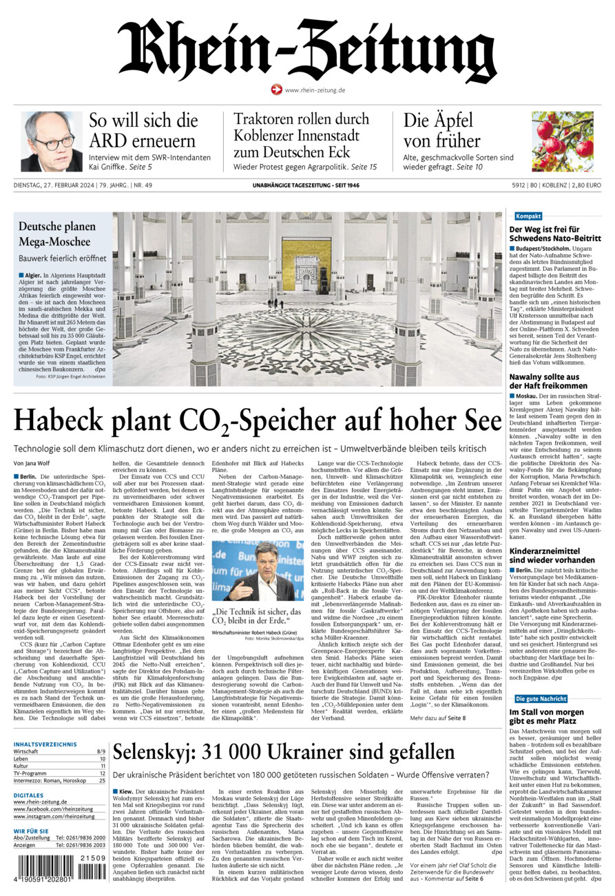 Rhein-Zeitung Koblenz & Region vom Dienstag, 27.02.2024